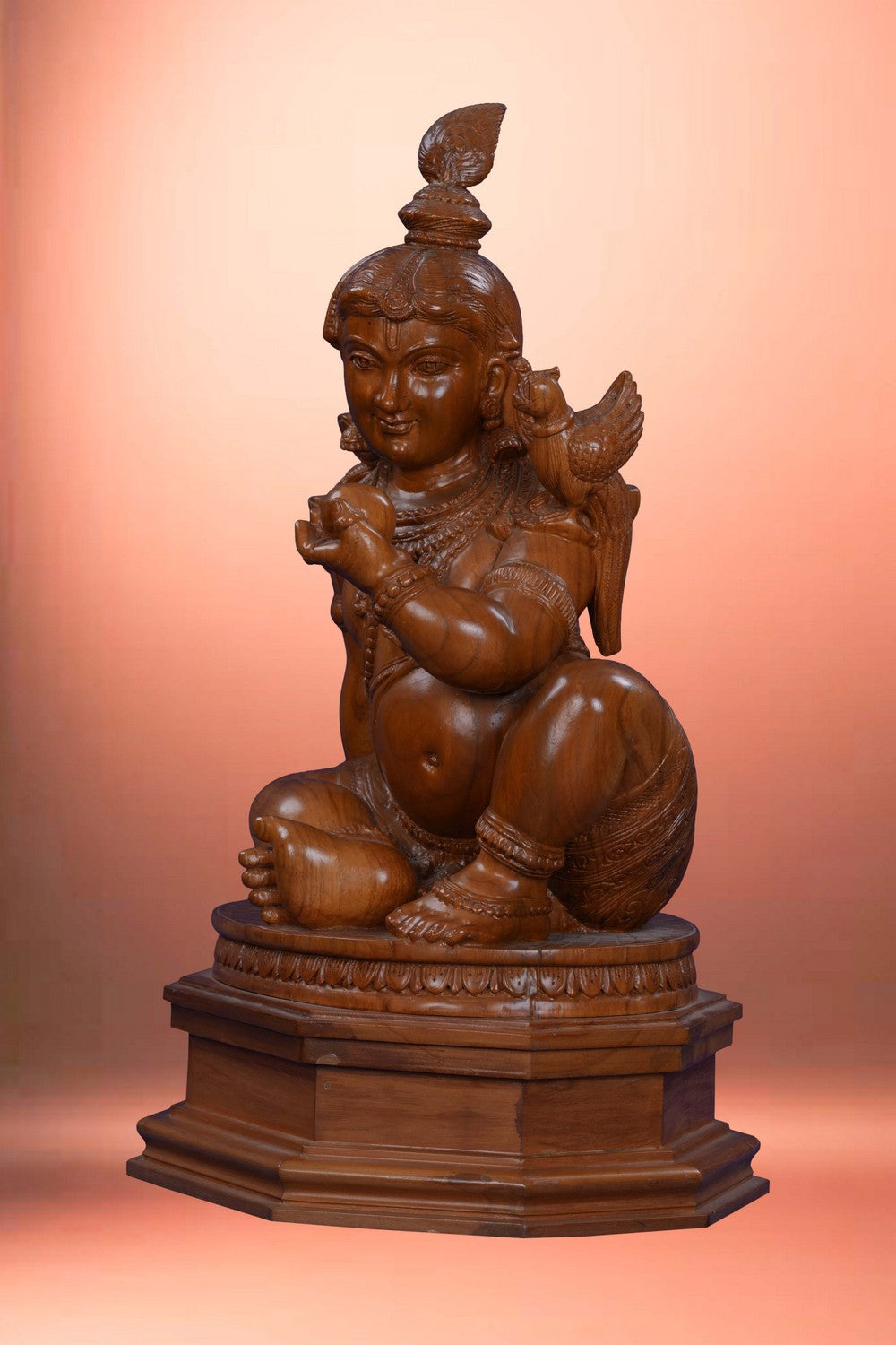 Image of Wooden Laddu Gopal Statue